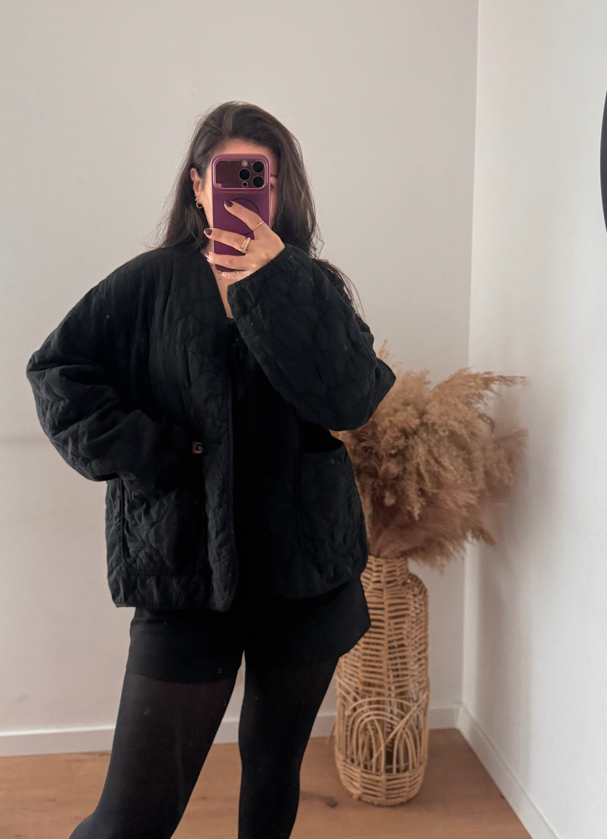 Leichte Baumwoll Stepp Jacke Schwarz