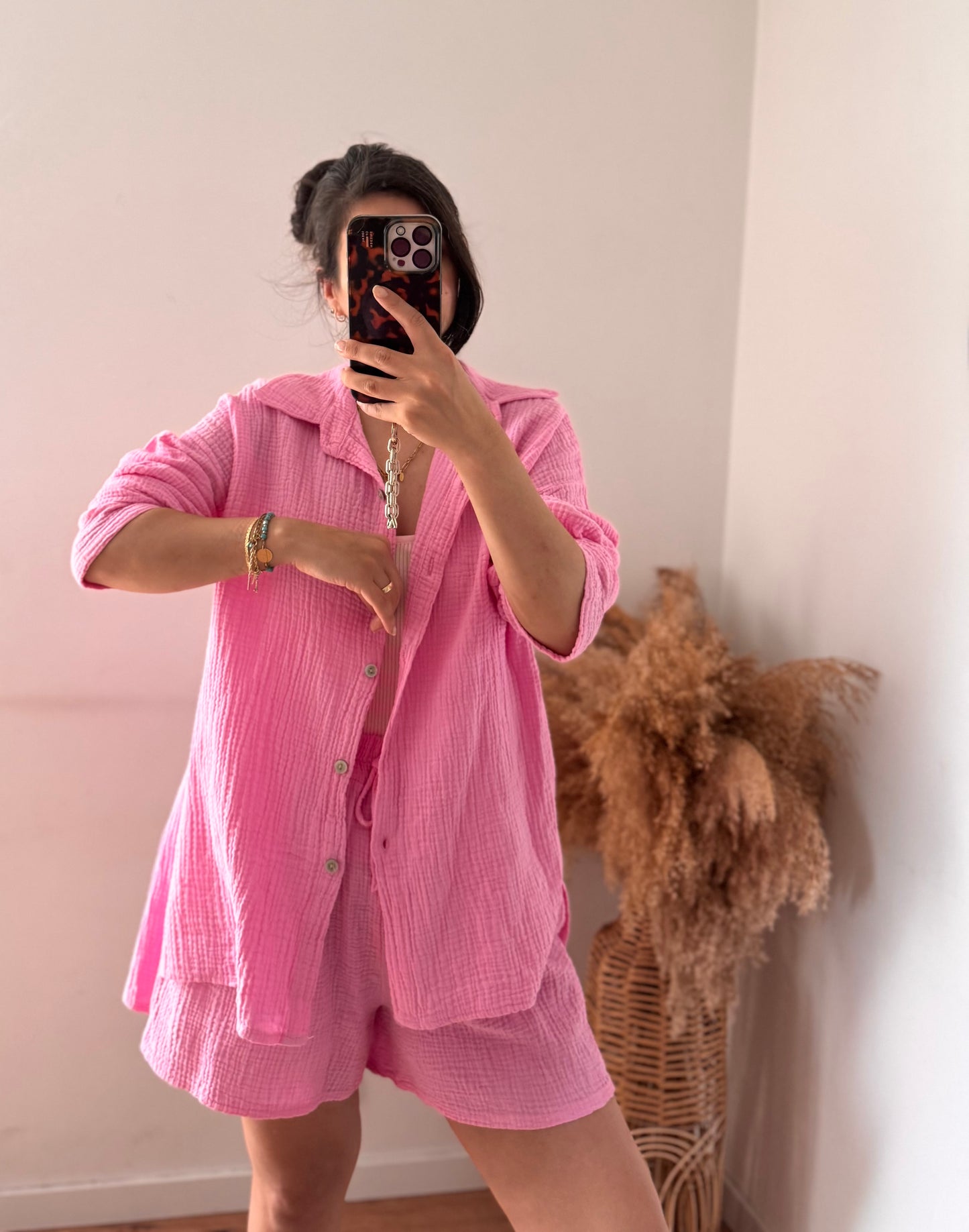 Musselin set kurz bubblepink