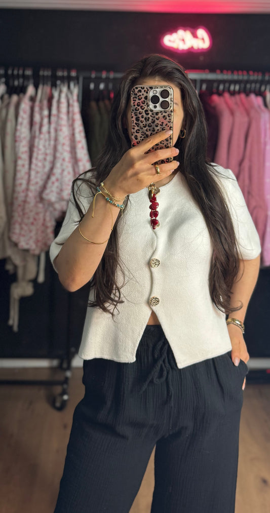 Luna Strickjacke kurzarm Weiß