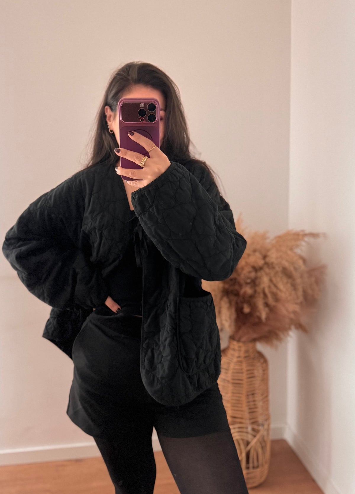 Leichte Baumwoll Stepp Jacke Schwarz