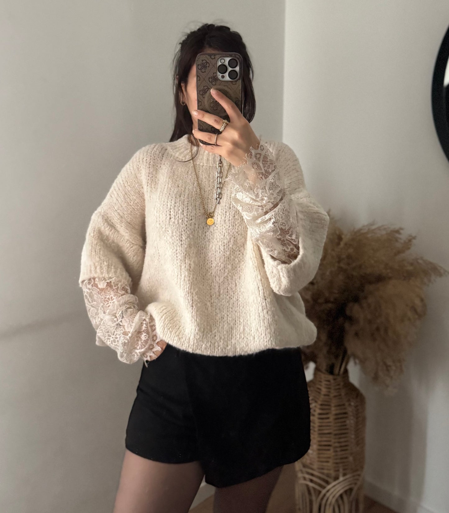 Midarm Ecru mit spitze