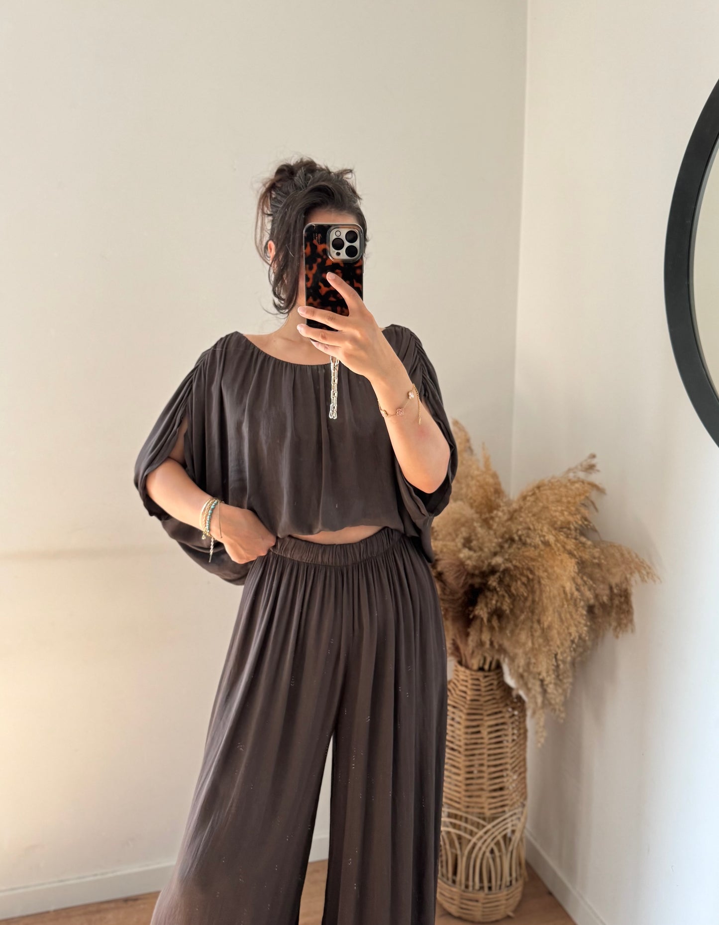 Yasmin Hose wideleg Viscose choco