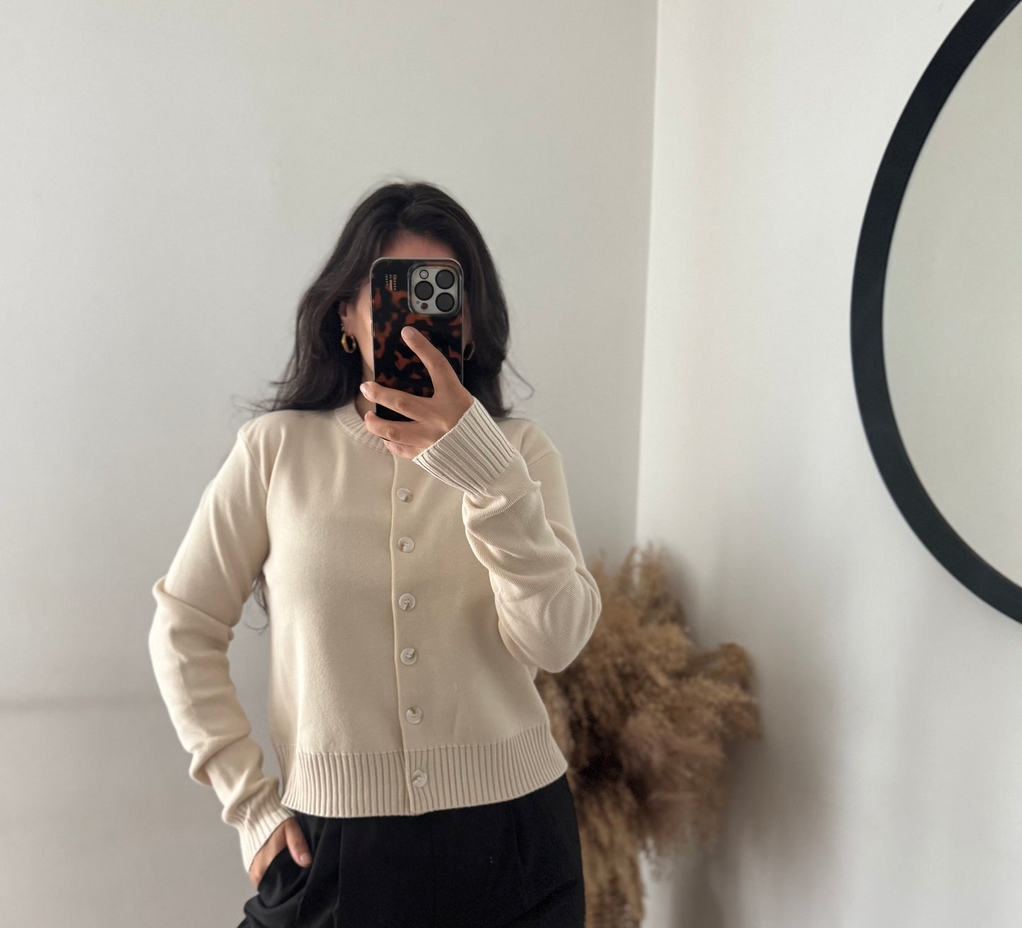 Pure Cotton Cardigan Stone