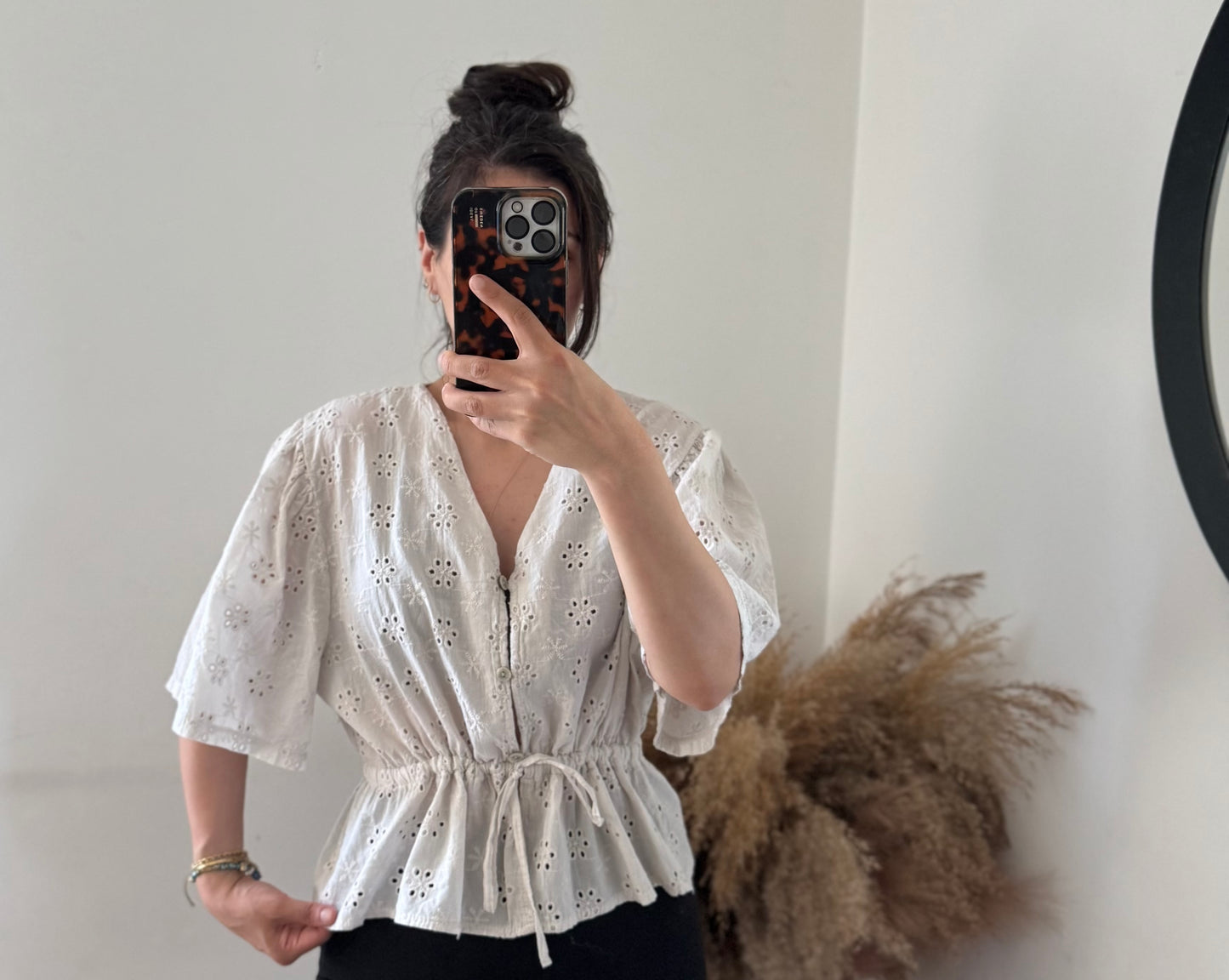 Lochbluse zum verstellen stone