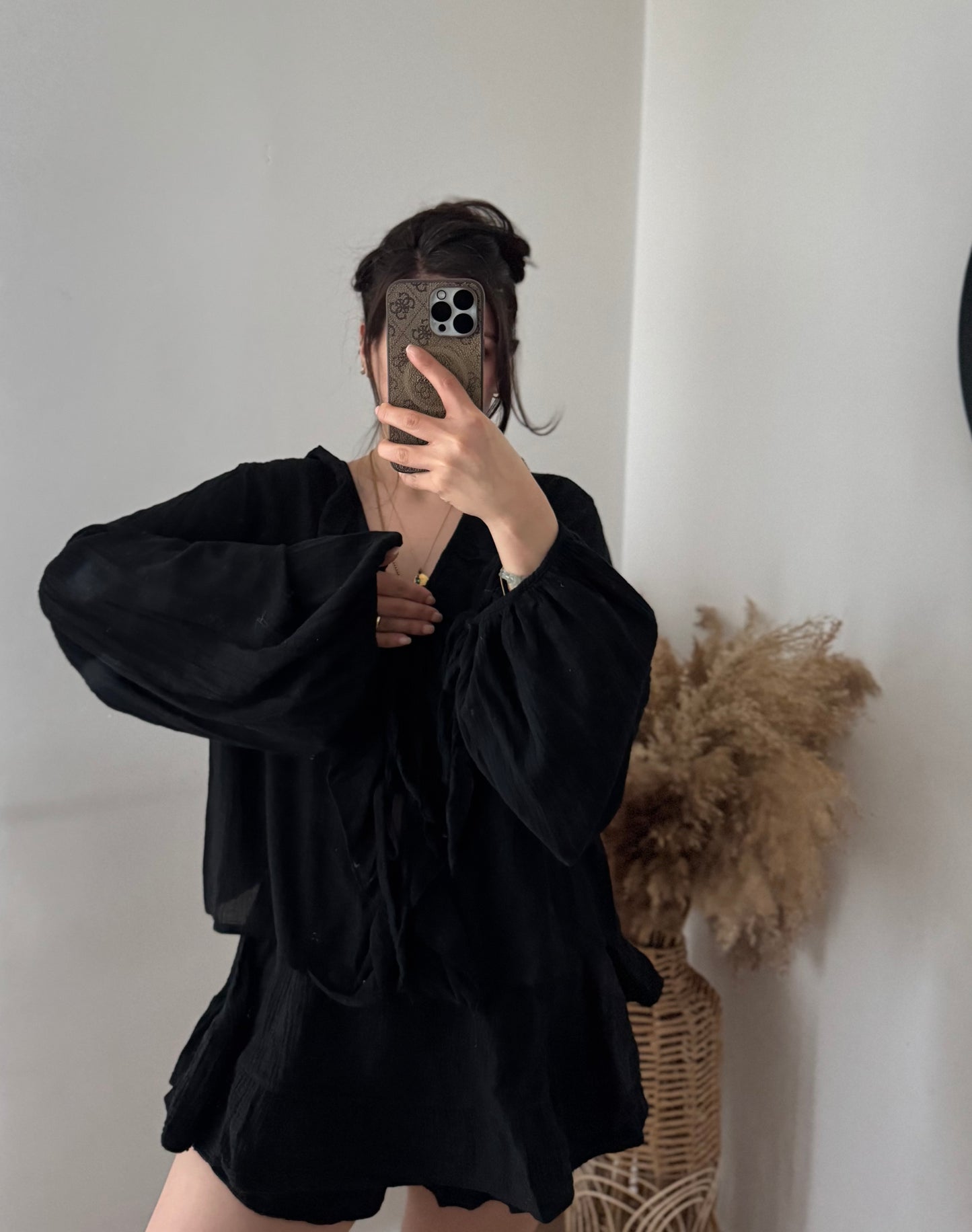 Sweet schleifen Bluse schwarz