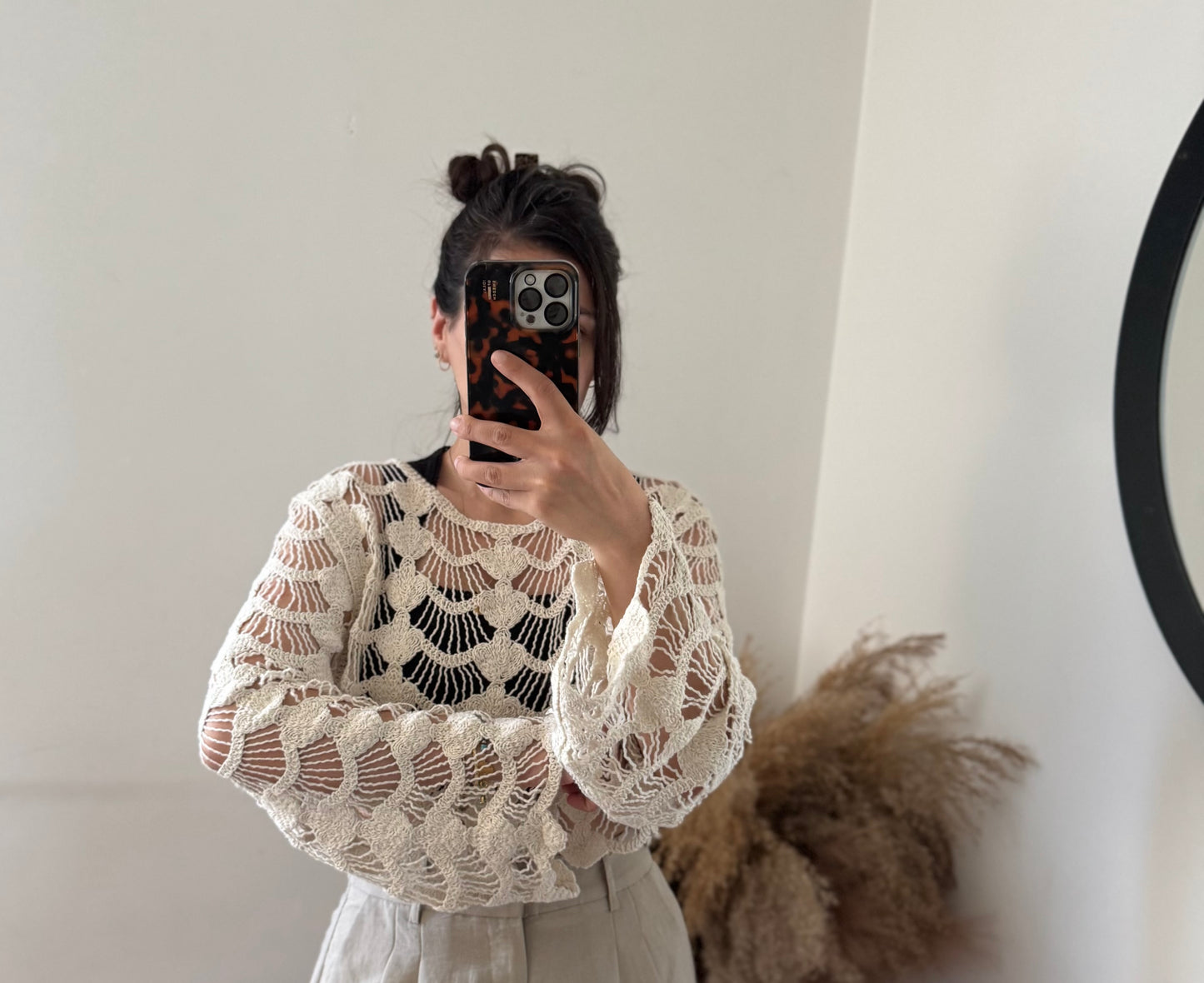 Pearl Shell lace top Stone