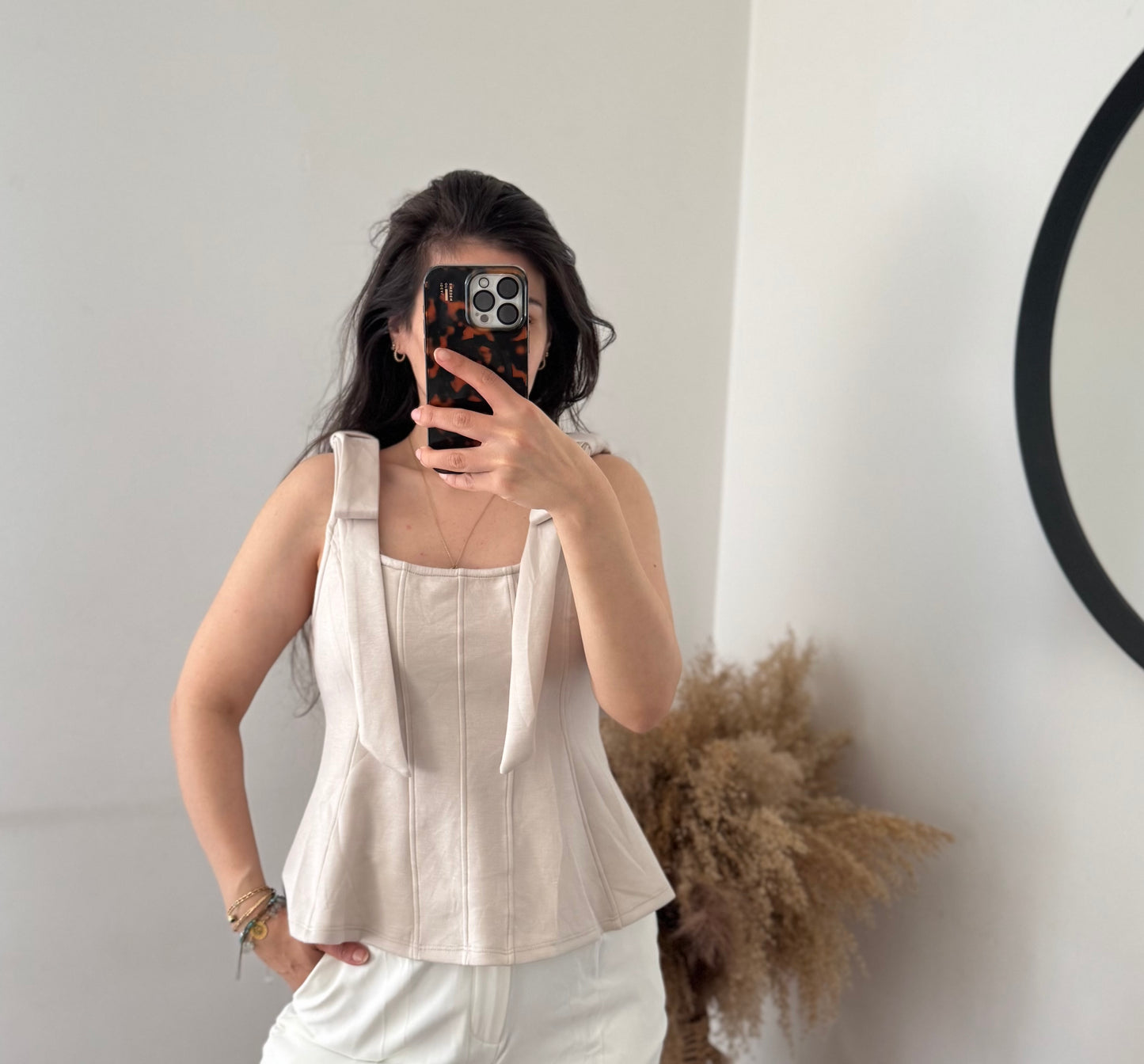 Peplum Top Butterstoff Stone
