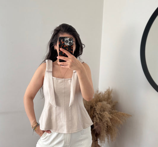 Peplum Top Butterstoff Stone
