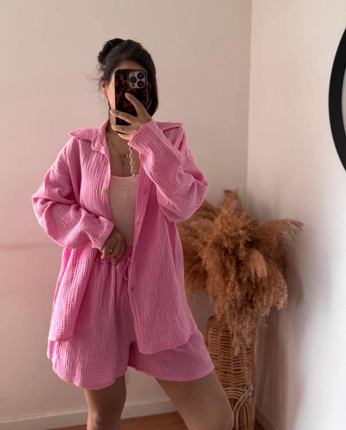 Musselin set kurz bubblepink