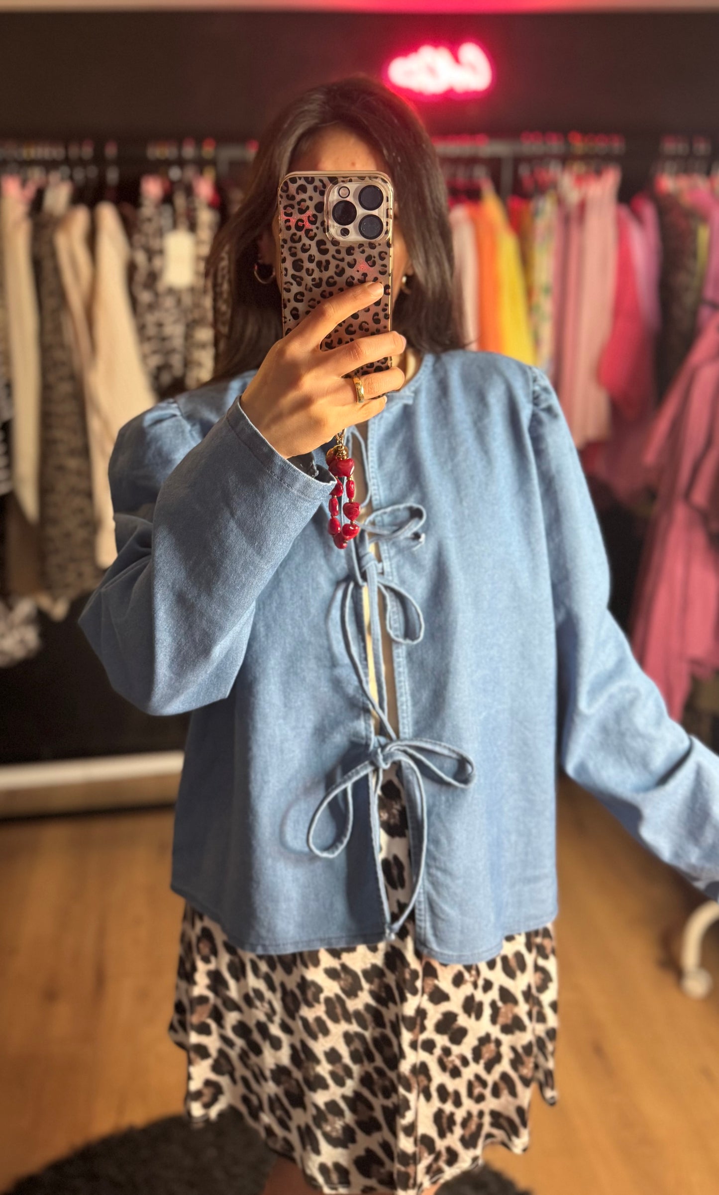 Schleifen Jeans Bluse