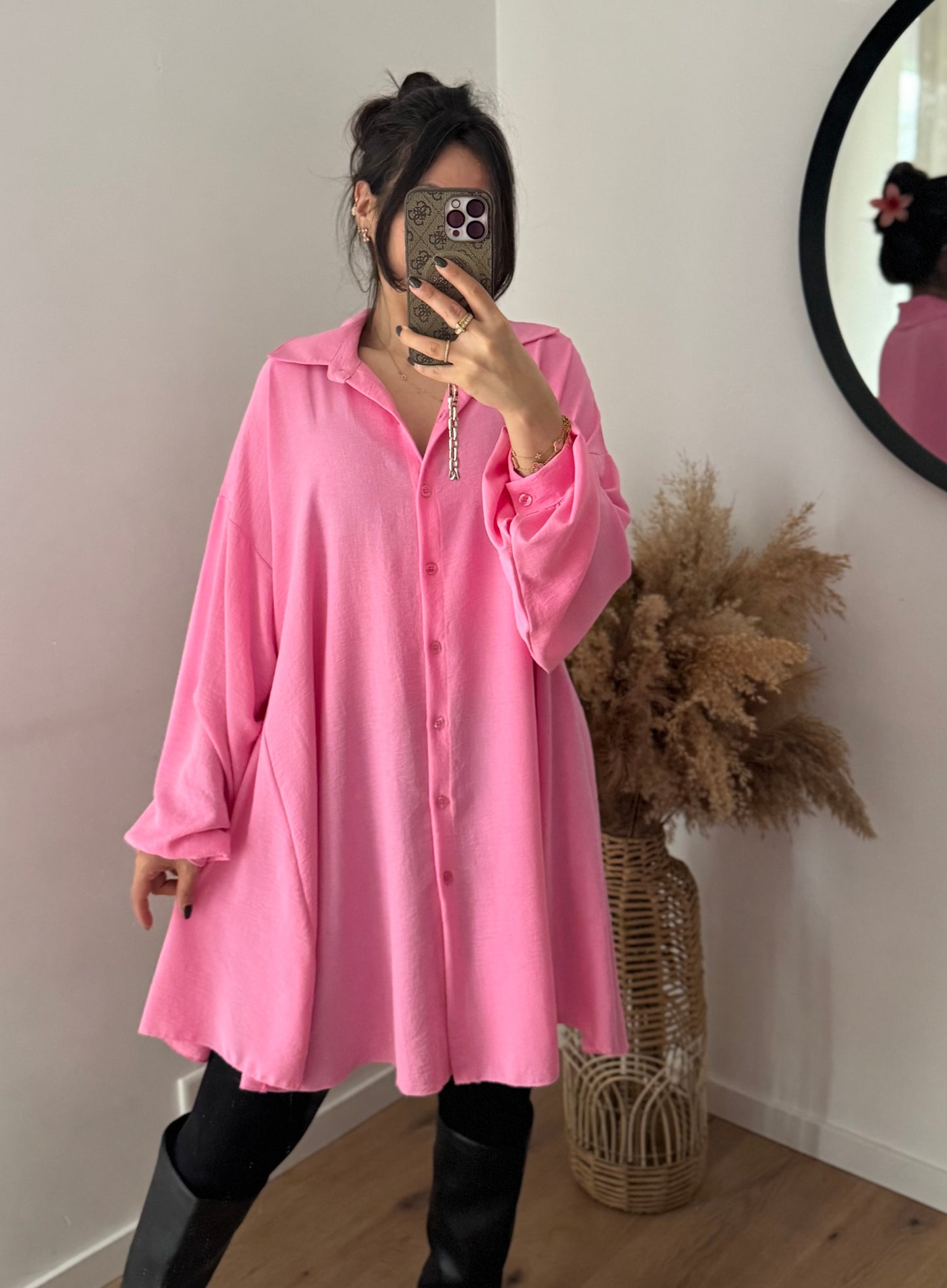 Oversized Bluse/Kleid Fee pink