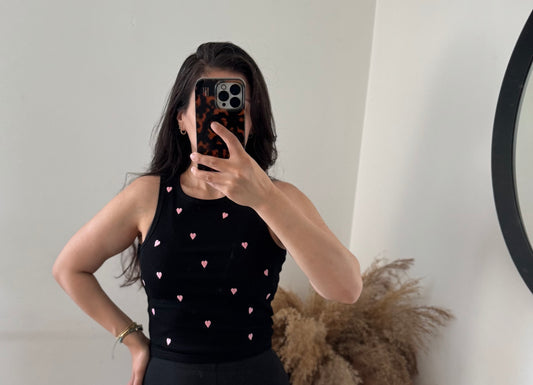 Herz crop top black