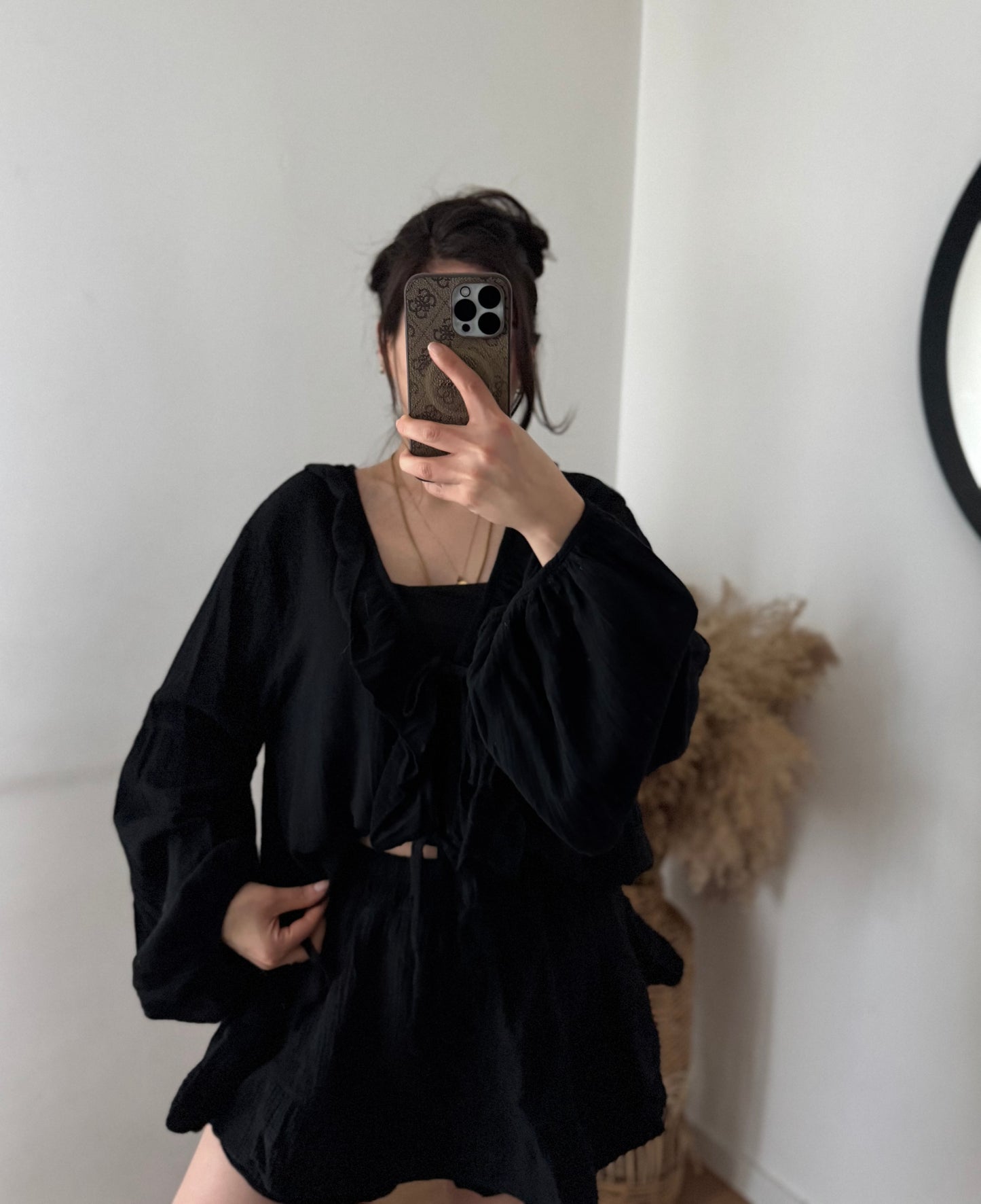 Sweet schleifen Bluse schwarz