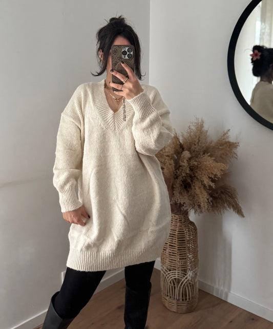 GLITZI Pullover/ Kleid Ecru