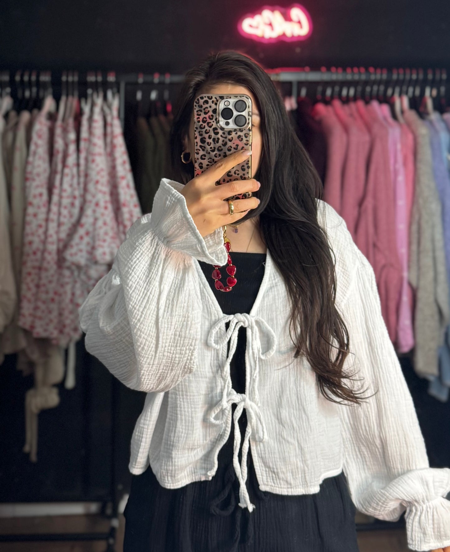 Musselin schleifen Crop weiß