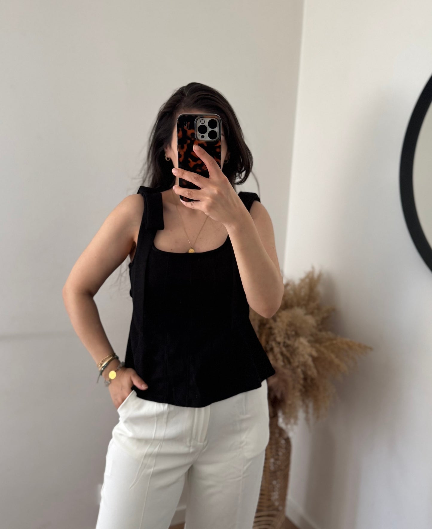 Peplum Top Butterstoff schwarz