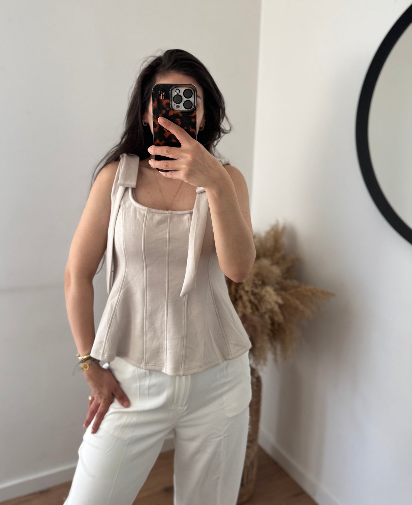 Peplum Top Butterstoff Stone