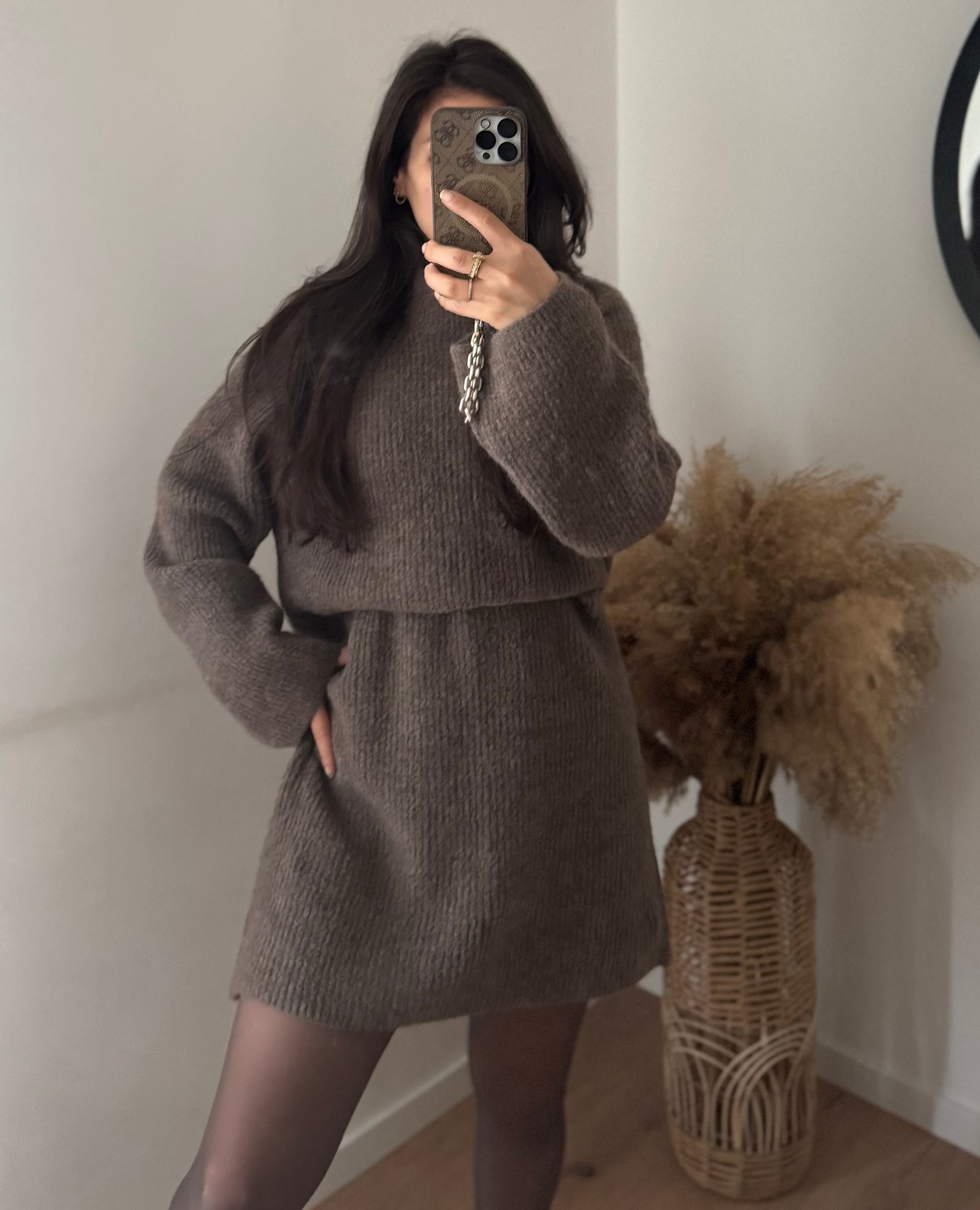 Geripptes Kleid Teddy mit Kragen