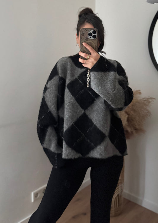 Karo Pullover darkgrey