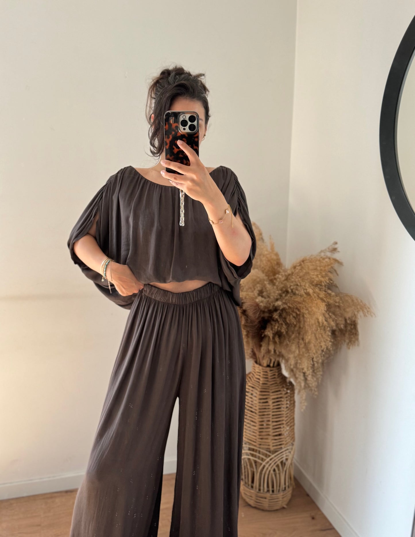 Yasmin Hose wideleg Viscose choco