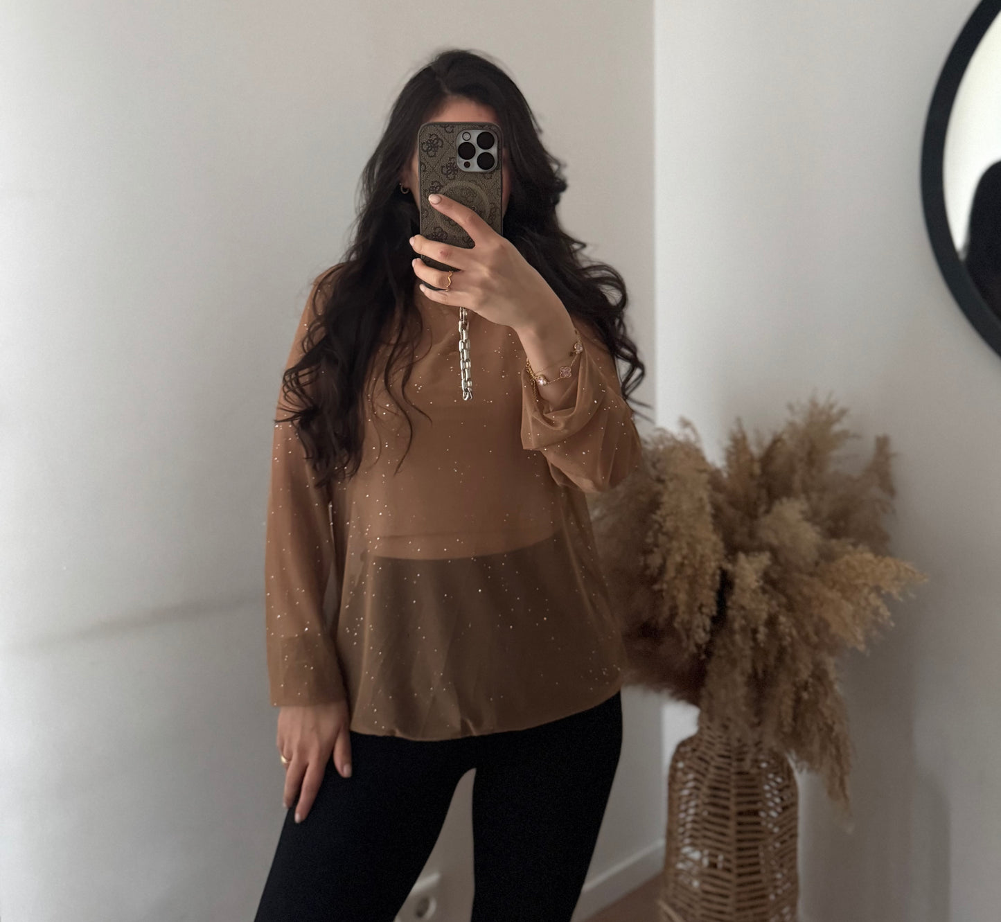 Sparkle taupe top