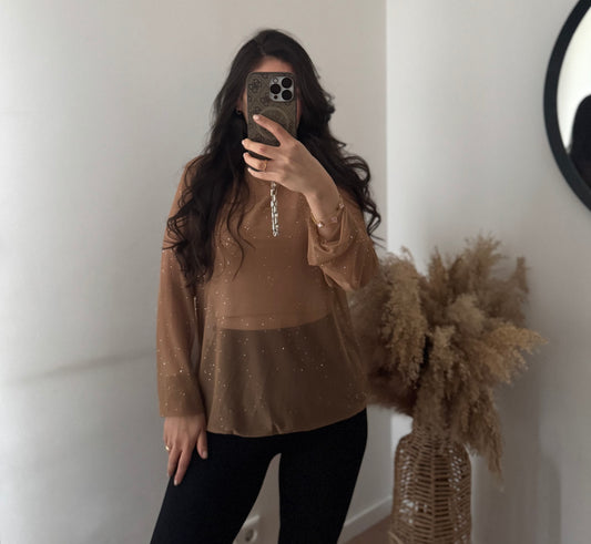 Sparkle taupe top