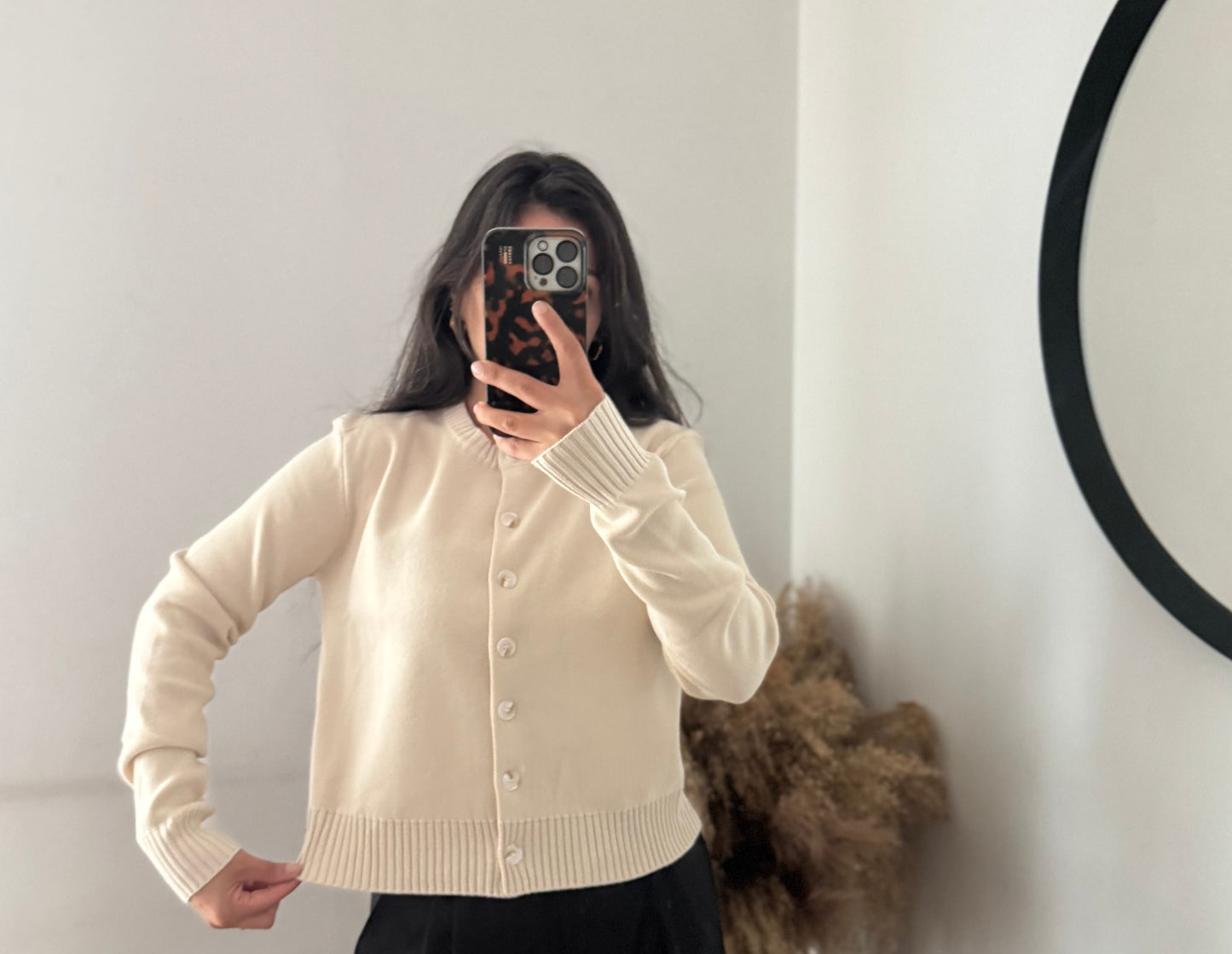 Pure Cotton Cardigan Stone