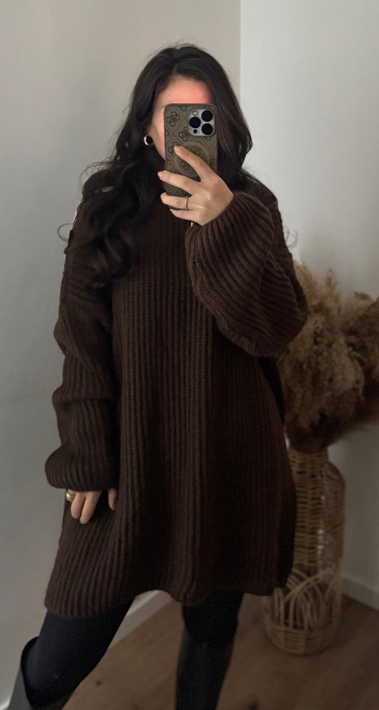 Basic Strick Kleid braun