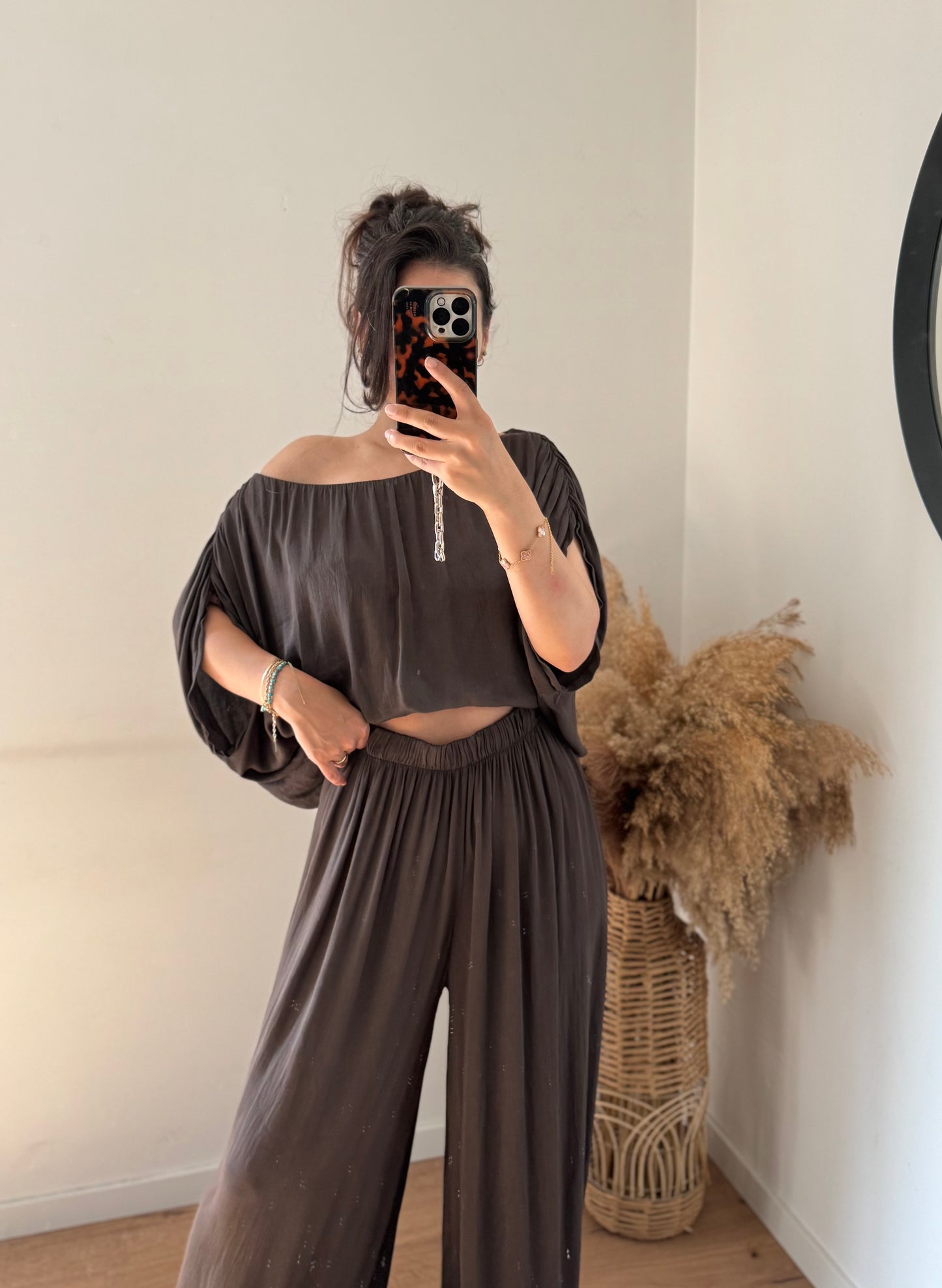 Yasmin Hose wideleg Viscose choco
