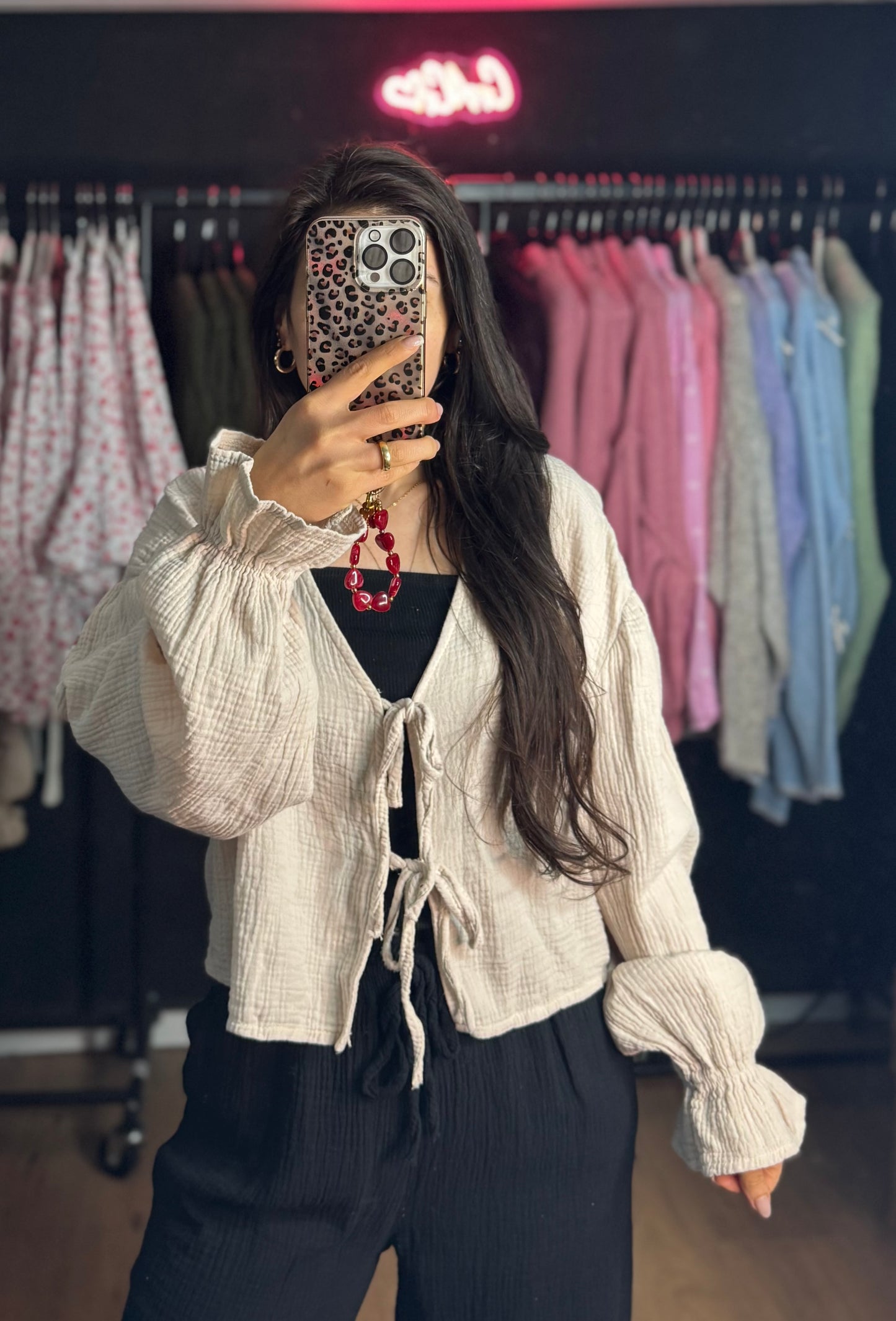 Musselin schleifen Crop beige