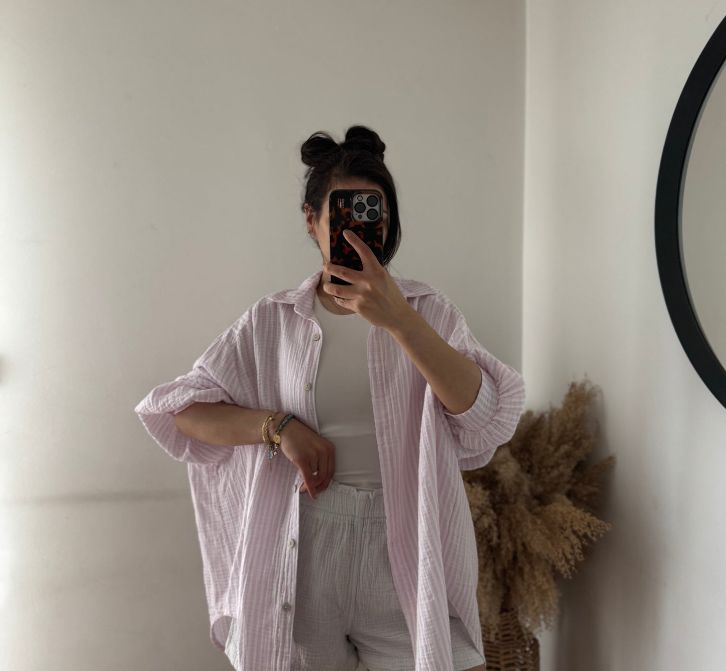 Summer Musselinbluse rosa/weiß