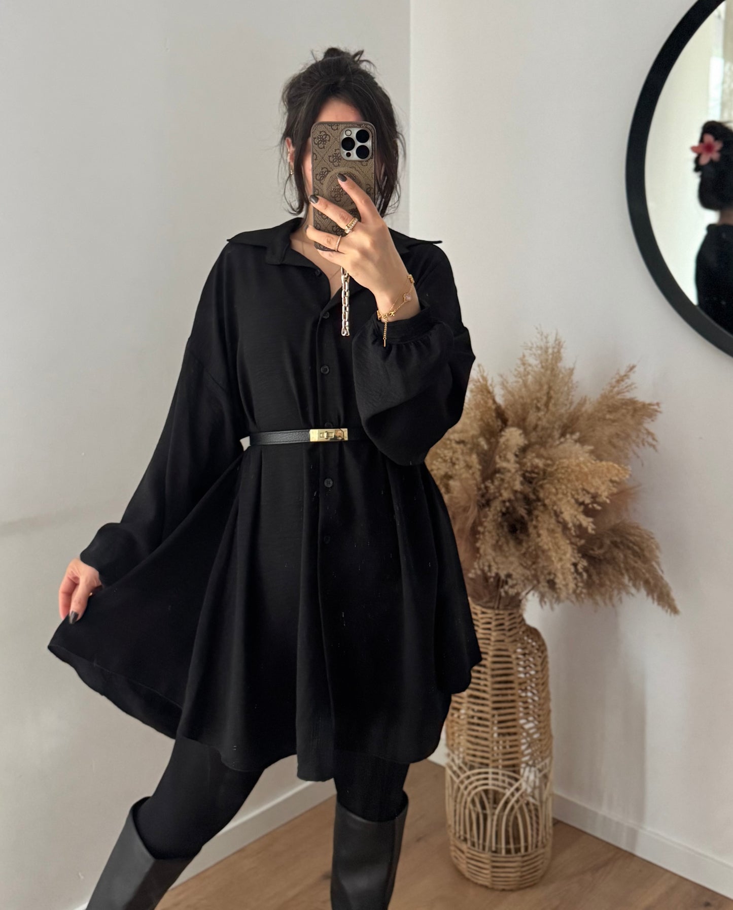 Oversized Bluse/Kleid Fee schwarz