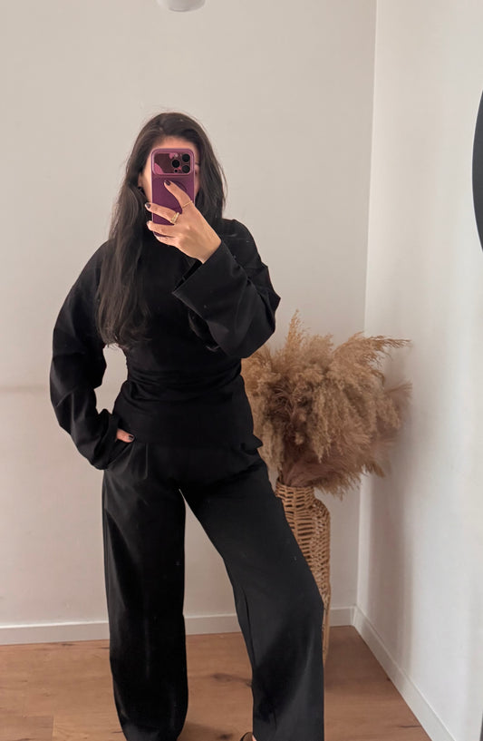 Tailliertes Baumwoll Shirt schwarz