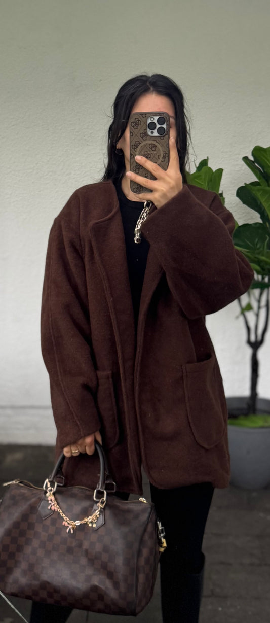 Teddy Mantel offen dunkelbraun