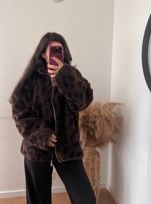 Leo Teddy Jacke dunkelbraun