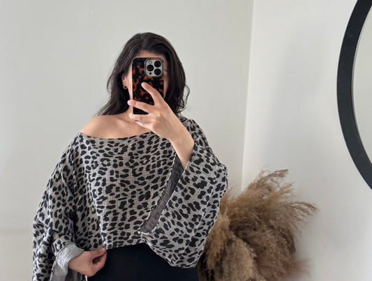 Musselin Leo taupe crop