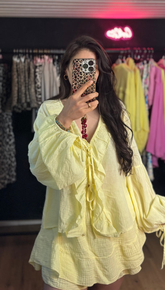 Sweet schleifen Bluse hellgelb