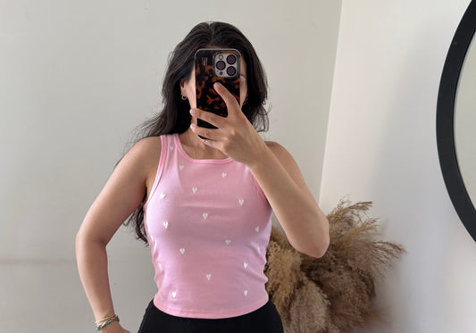 Herz crop top pink