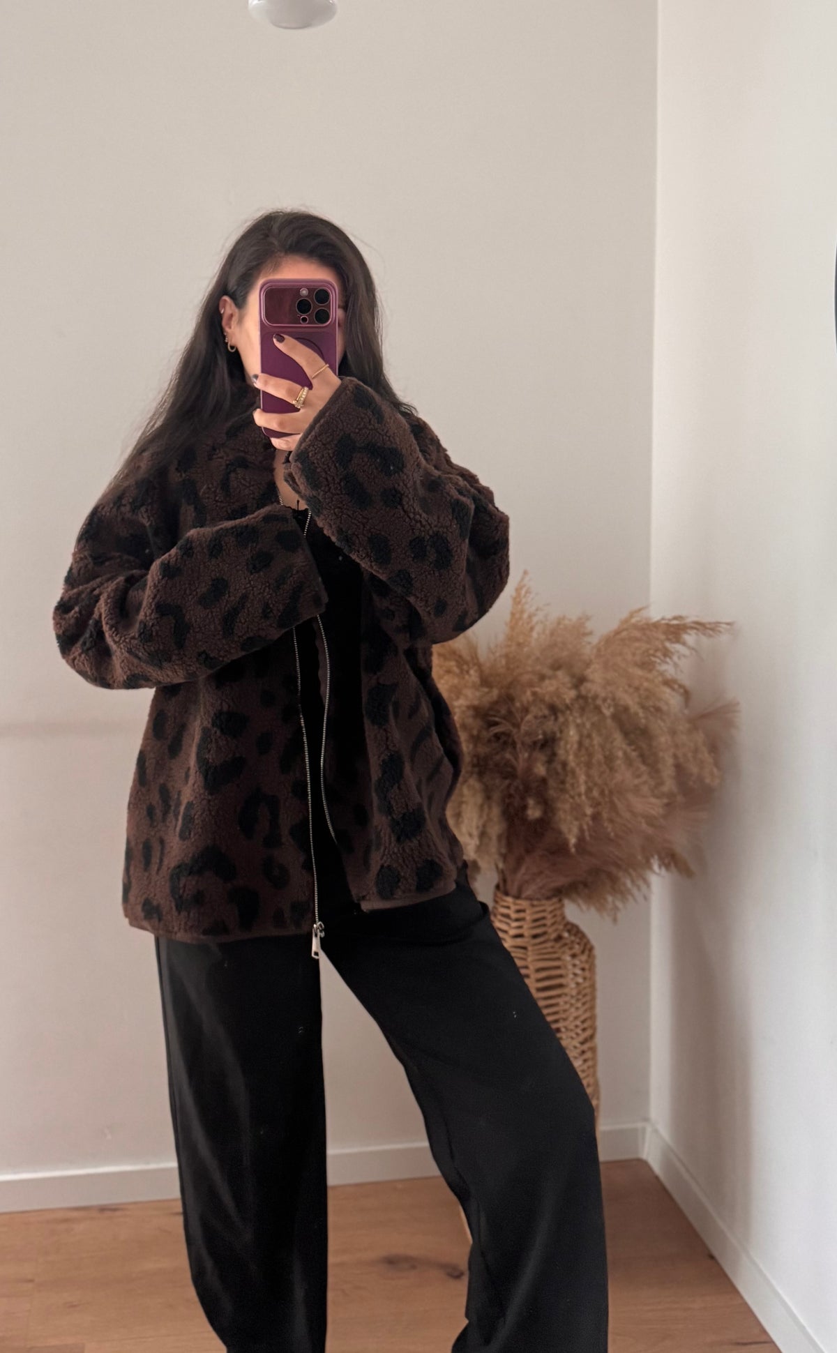 Leo Teddy Jacke dunkelbraun