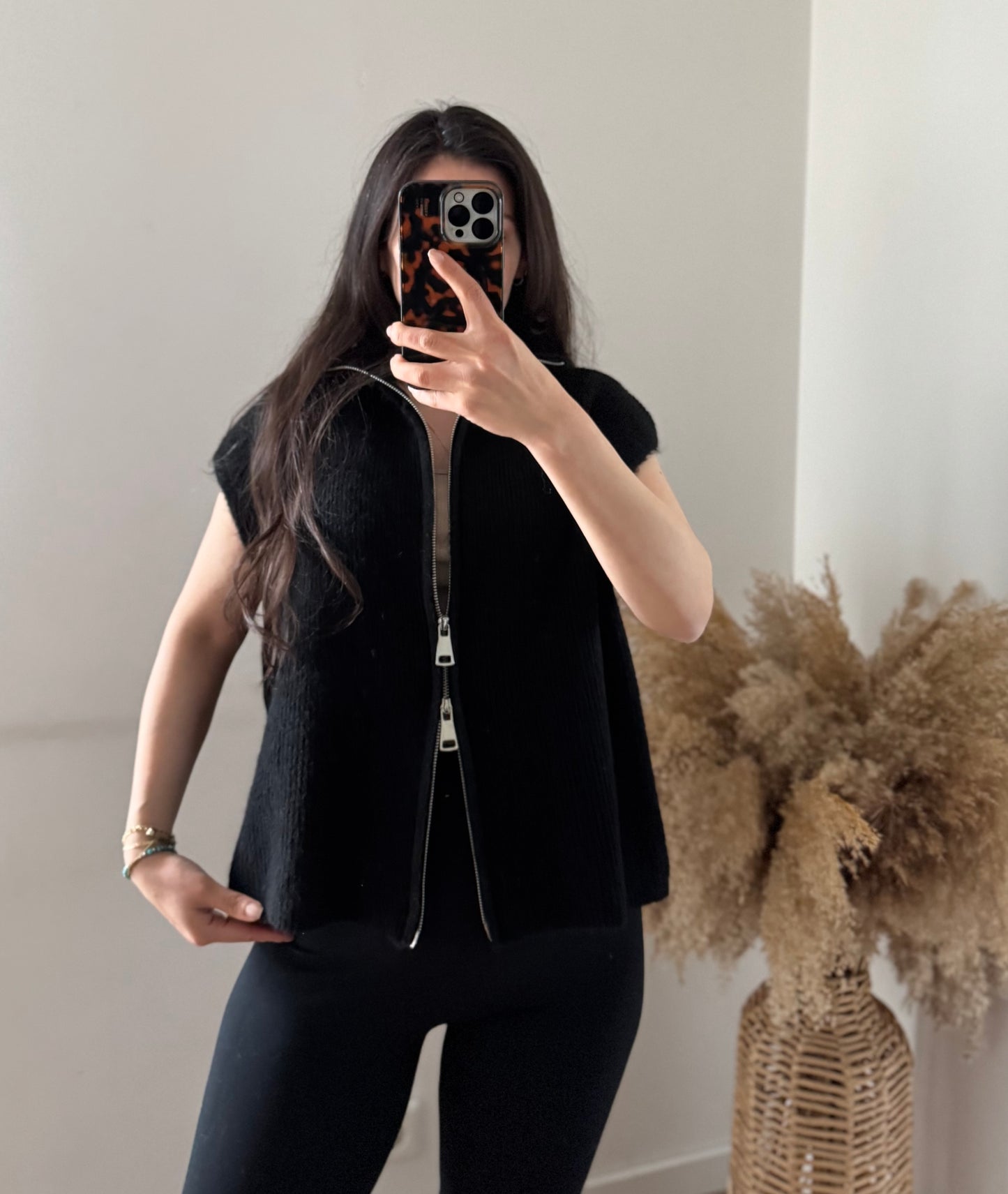 Double zip Weste spring schwarz