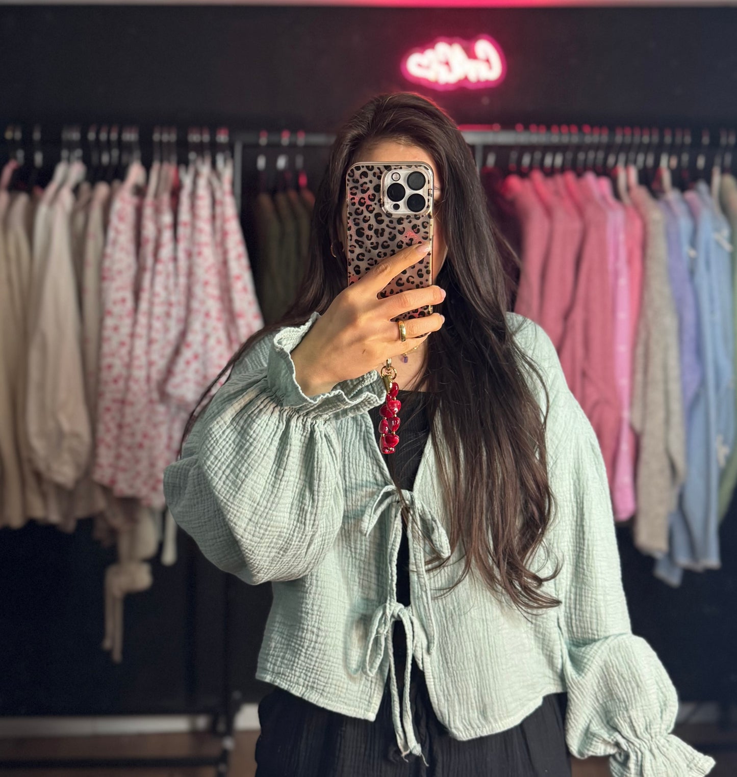 Musselin schleifen crop Mint