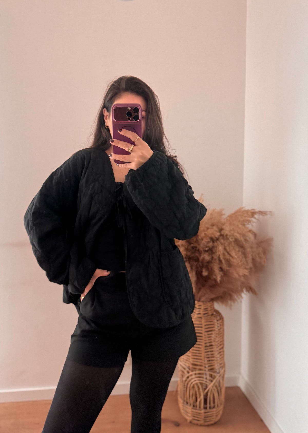 Leichte Baumwoll Stepp Jacke Schwarz