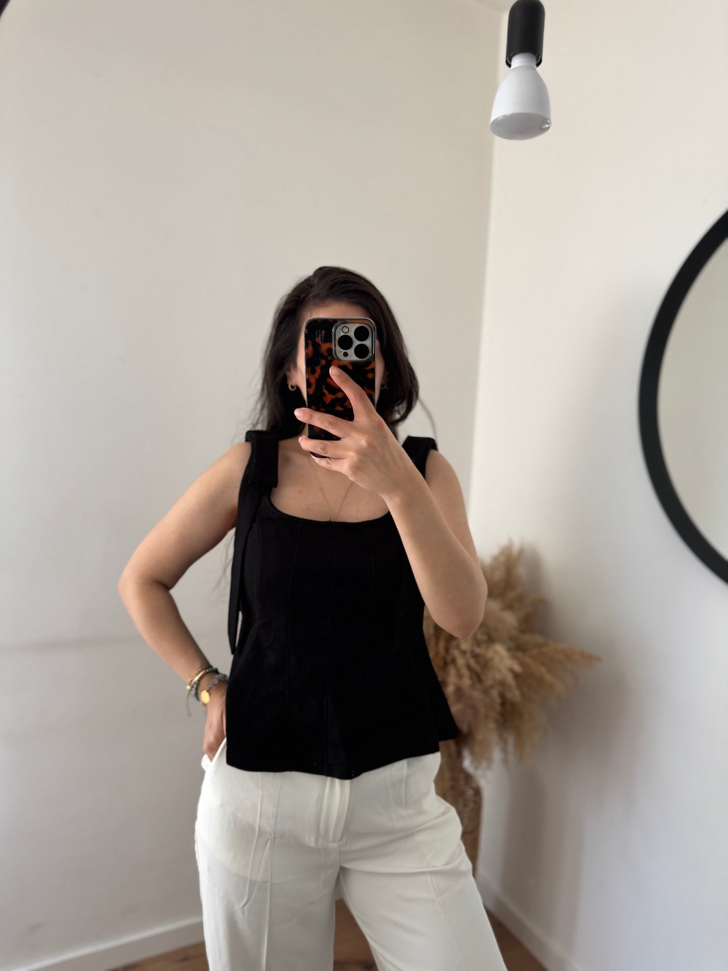 Peplum Top Butterstoff schwarz