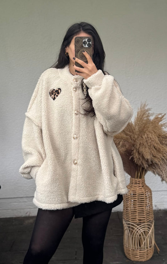 LELLY Teddy Jacke mit Leoherz beige
