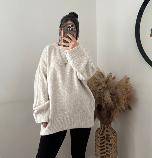 Cozy Basic Pullover Ecru