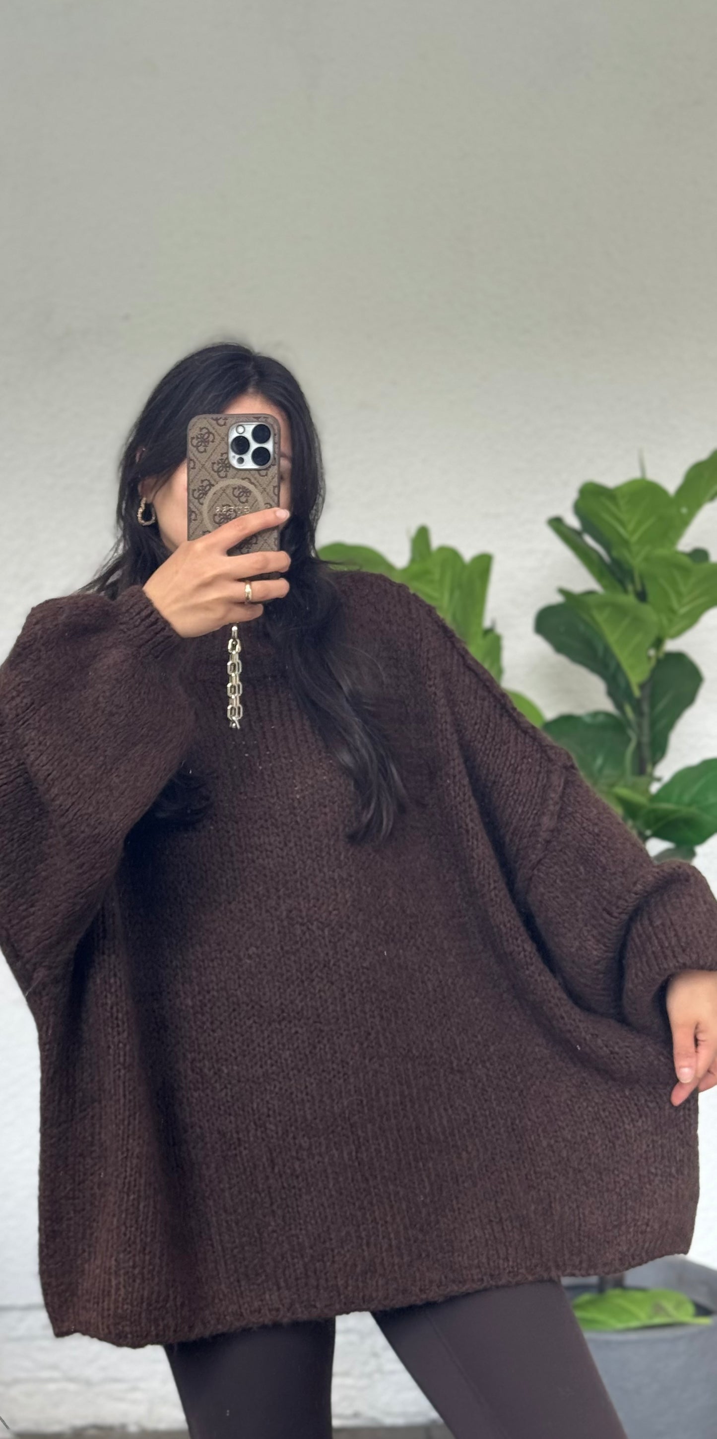 Curvy Lelly Pullover dunkelbraun