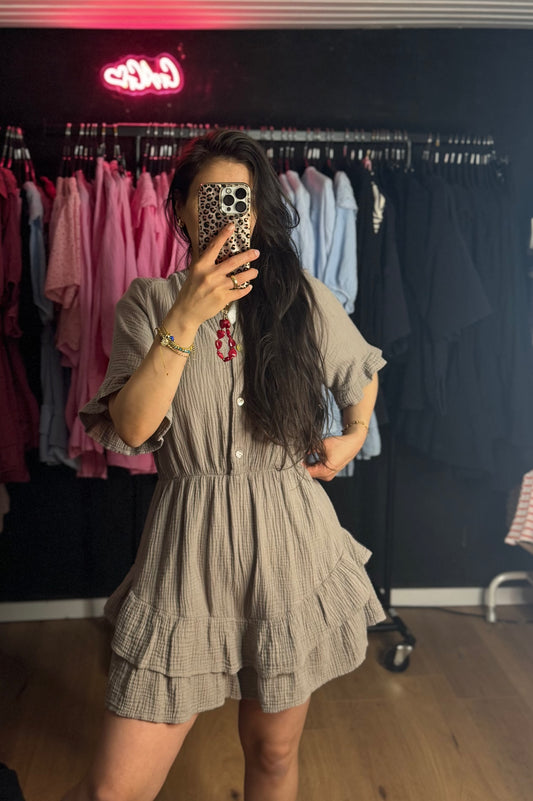 Musselin Playsuit mit Rüschiärmel