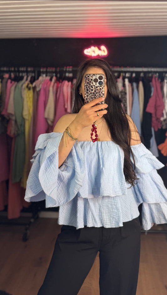 Fee Musselin Bluse Babyblau