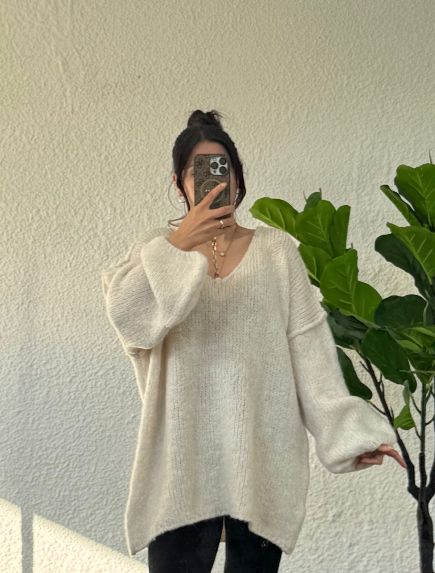 Lelly Pullover V - Ecru