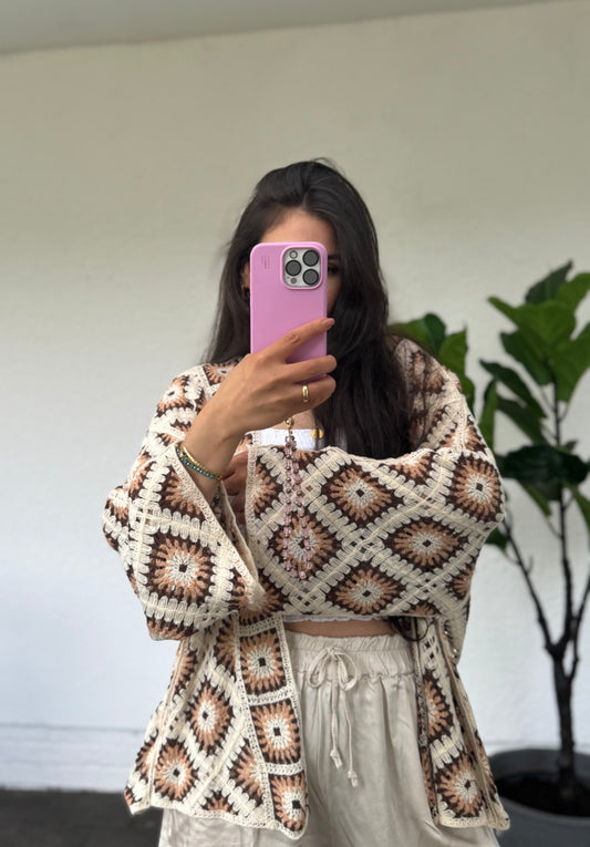 Häkel Cardigan Brauntöne